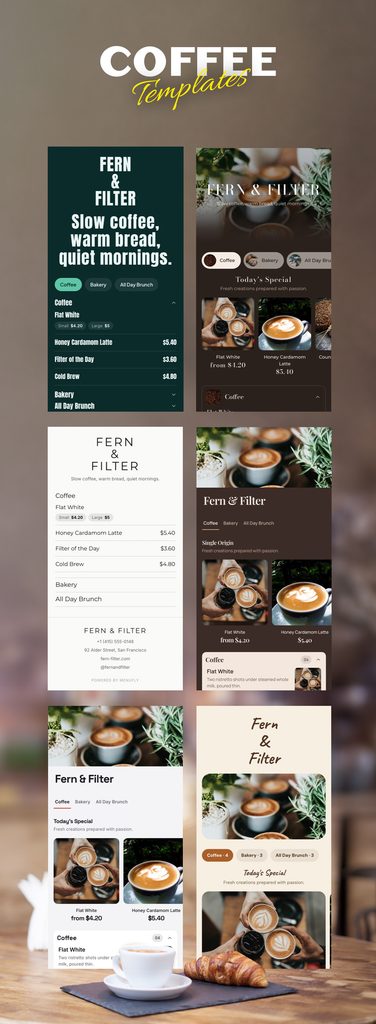 trending coffee shop digital menu card templates