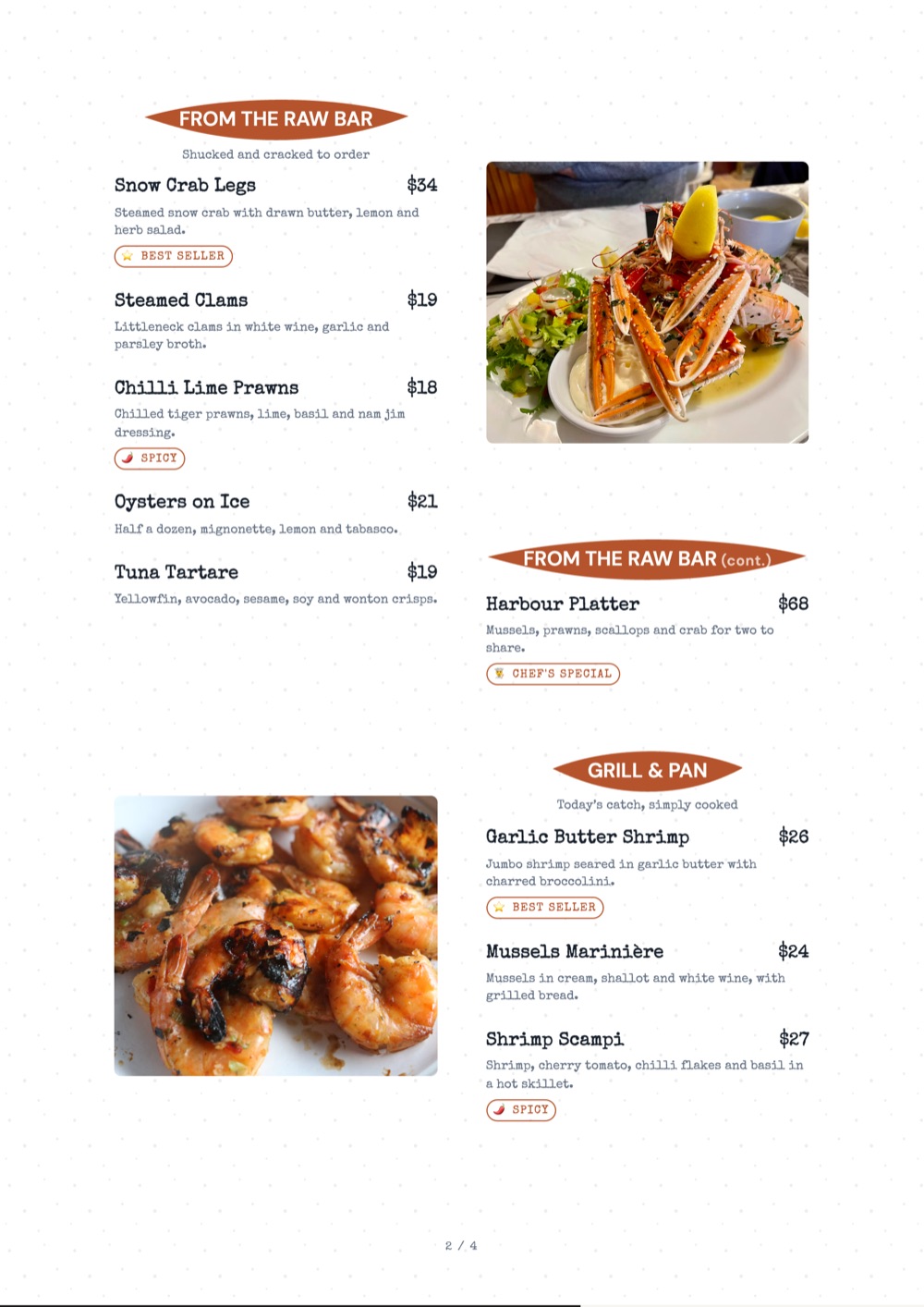Meander Border print-ready menu template by MenuFly, A4.