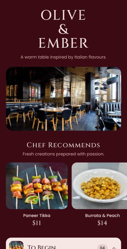 Spice Route menu template: a mobile indian restaurant menu with a wordmark header, a photo banner, category tabs and priced item rows you can edit.