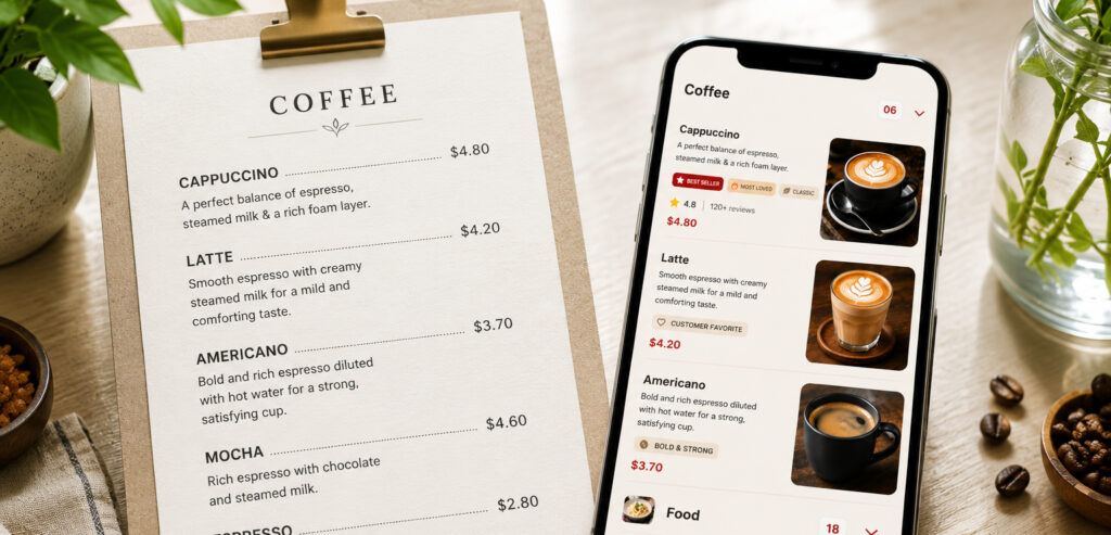 text menu vs digital menu